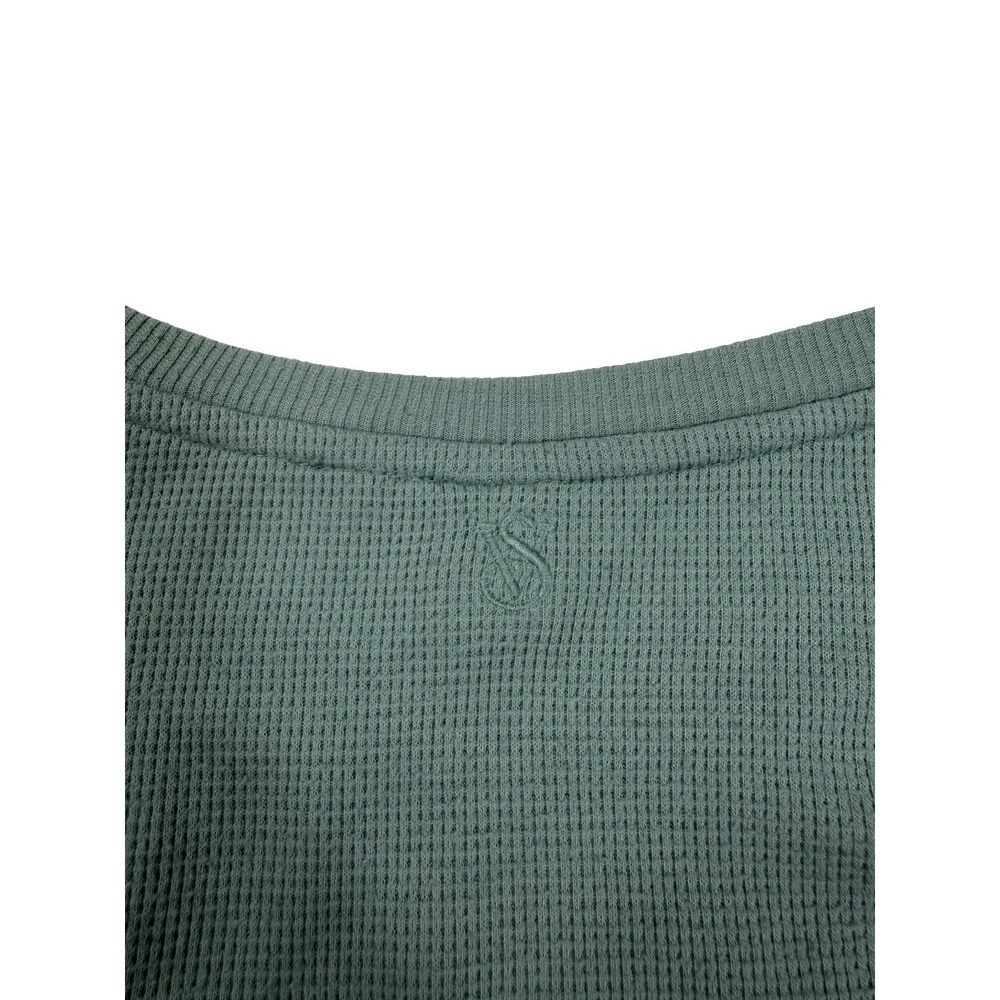 Blue Victoria's Secret Waffle Knit Thermal Short Sleeve Shirt  Size Medium Comfy - Picture 6 of 7